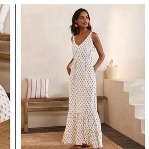 BODEN Alicia Maxi Dress White‎ Sleeveless  with Pattern 10p